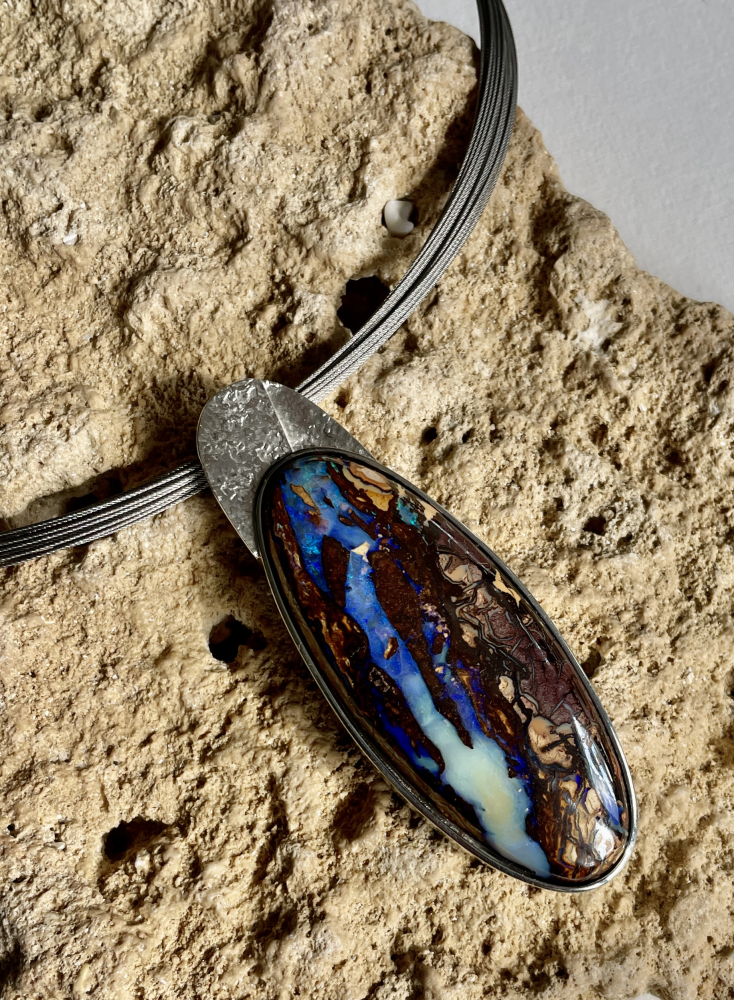 Koroit-Opal 51 x 25 mm in 925 Silber
